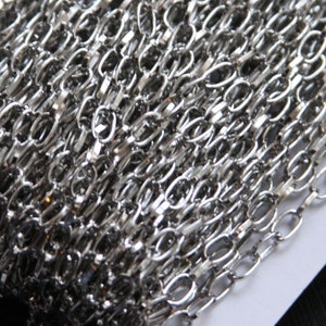 10ft Antique Silver Drawn Cable Chain: 6x3.5mm Steel Jewelry Making