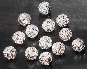 100 pcs  silver-plated brass 6mm filigree round bead