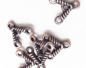 20 Antique Copper 3-Loop Connectors: 14x13mm Earring Links
