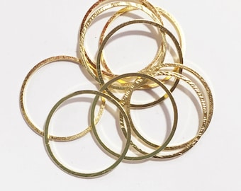 Bulk 50 Gold color brass round connector rings 20mm, 1mm thick