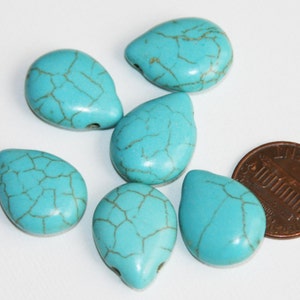 10 pcs Howlite Turquoise teardrop beads 13x18mm image 2