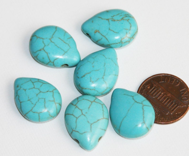 10 pcs Howlite Turquoise teardrop beads 13x18mm image 2