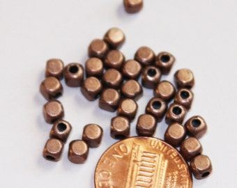 100 pcs  antique Copper  square cube beads 4mm