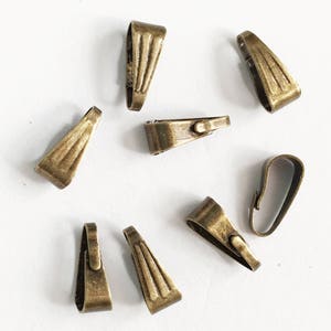 50 Antiqued Brass Snap Bails: Locket Connector (9x4mm)