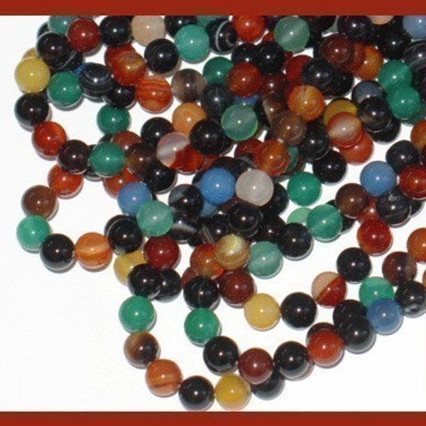 16 in strand  multi color Natural Gemstone round beads 6mm