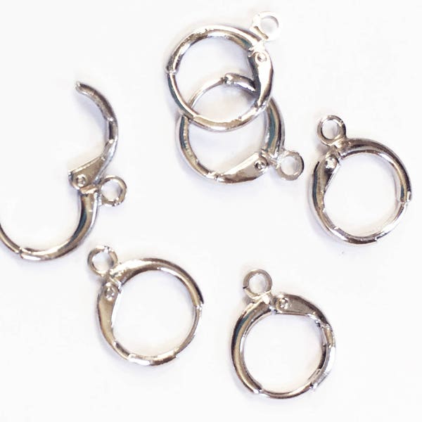 Bulk 100 pcs  Antique silver round  leverback earwire 12mm, bulk platinum color leverback earring hook