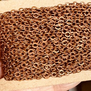 32 ft spool  antiqued copper plated brass flat cable chain 3X3mm