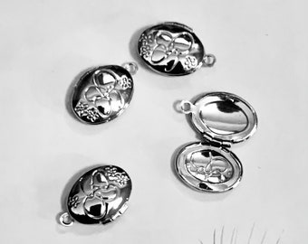 5 pcs of Silver plated brass Oval Locket Pendant 11x16mm, Silver photo frame locket, very small locket