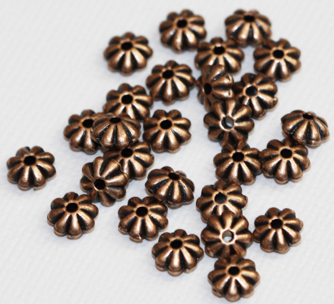 50 Pcs Antique Copper Flower Rondelle Spacer 6mm - Etsy