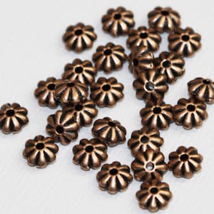 50 pcs  antique copper flower rondelle spacer 6mm