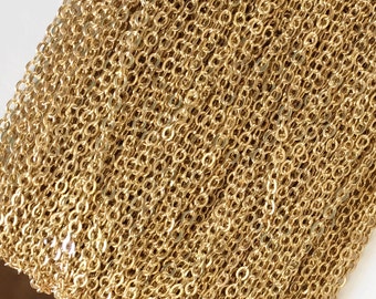 100 ft spool  light gold Plated chain 2mm tiny flat solder cable chain, Jodi's chain