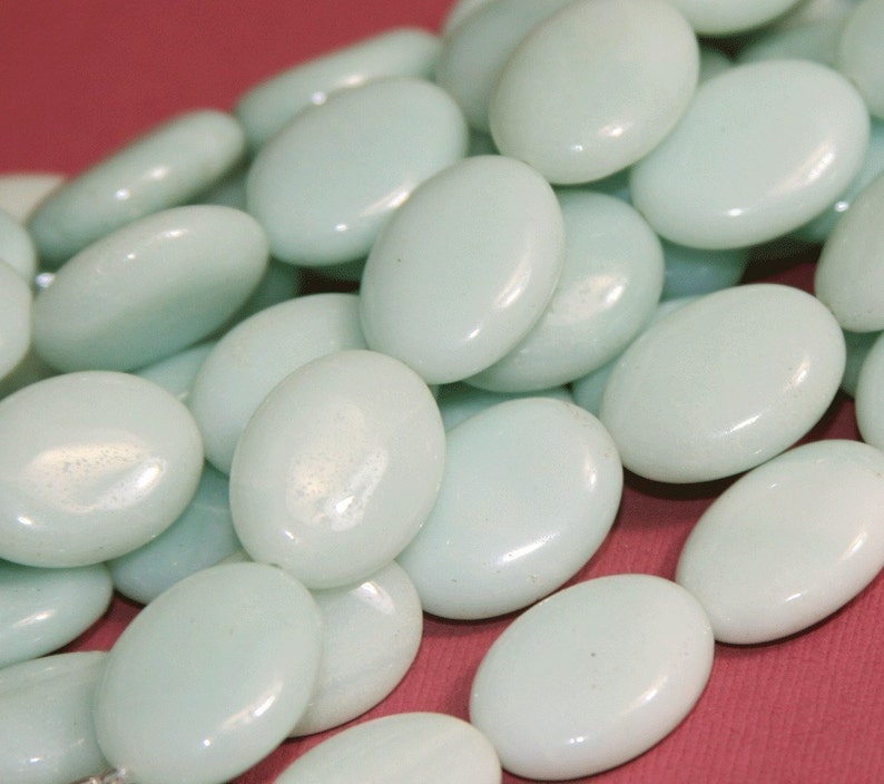 16 in strand Natural Amazonite flat oval beads 13x18mm Close Out