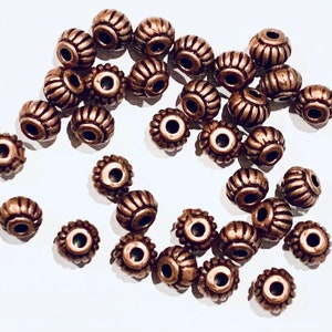 100 Antique Copper Rondelle Spacer Beads: 4x5mm Metal Beads