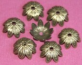 50 pcs Antiqued brass finish filigree bead cap 10mm