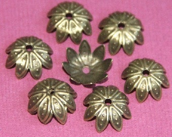 50 pcs  Antiqued brass finish filigree bead cap 10mm