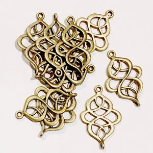 60 Antique Bronze Swirl Connectors: 28x18mm Jewelry Links