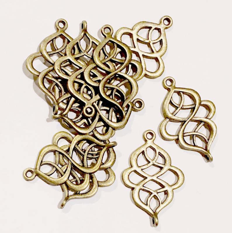 antique brass finished connector bronze connector links Bulk 60 pcs Antique bronze Swirl connector 28x18mm
