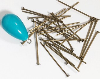 400 alfileres de cabeza plana de latón antiguo: calibre 21, 0,78 pulgadas