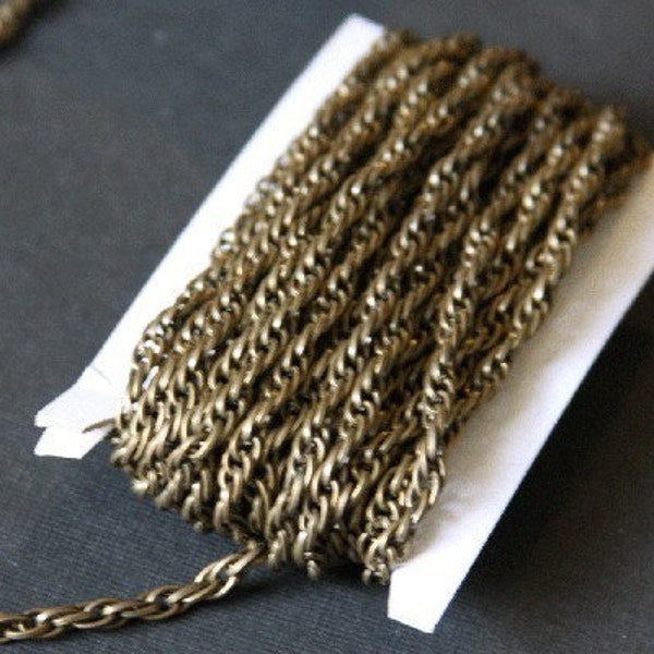 30 ft  Antiqued Brass plated rope chain 3x3.5mm