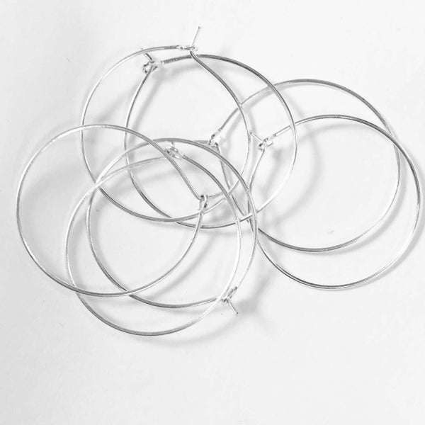 50 pcs of silver plated hoop  25mm