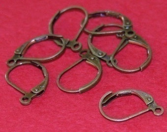 Sale -----300 pcs  antiqued brass leverback earwire 10X15mm