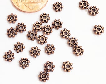 100 piezas de espaciador de flores de cobre antiguo Espaciador de margaritas 4 mm