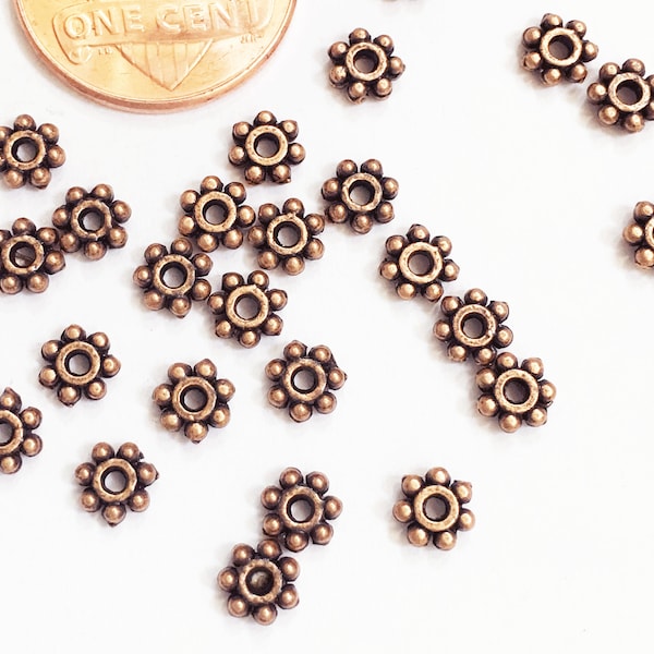 100 pcs  antique copper flower spacer Daisy spacer 4mm