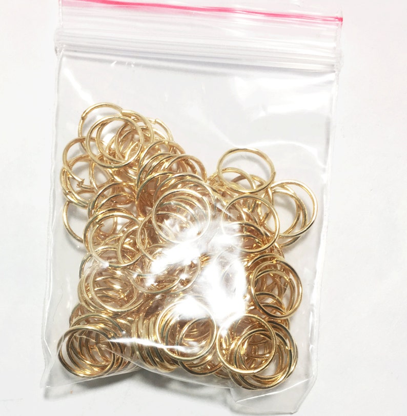 200 pcs of Gold color jumprings 8mm 20 gauge, open jumprings, light gold jumprings image 2