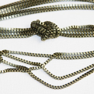 10ft  Antique brass box  chain 2mm, antique brass beading chain