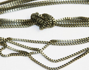 10ft Antique Brass Box Chain: 2mm Beading Chain