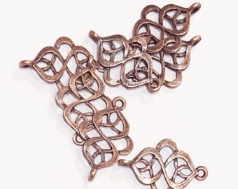 60 conectores antiguos de cobre en espiral: eslabones metálicos de bronce rojo (28 x 18 mm)