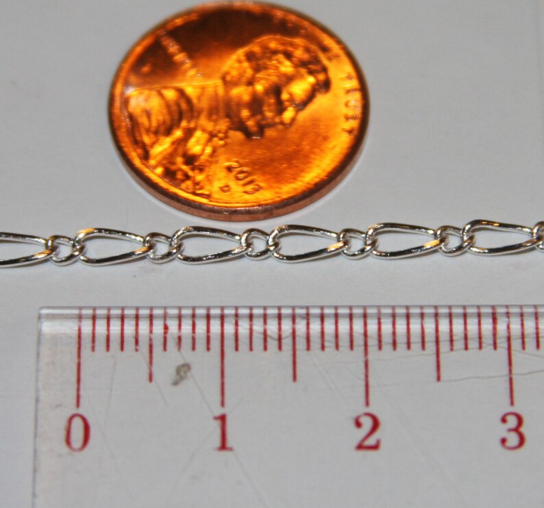 32ft silver chain plated brass Figaro chain soldered links