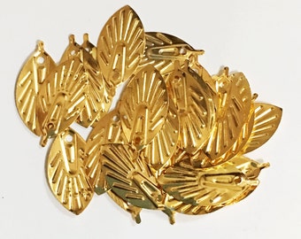 free ship 80 pieces gold plated leaves charms 23x12mm #2505 free ship 80 pieces gold plated leaves charms 23x12mm #2505