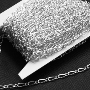 32ft Silver Plated Figaro Chain: Brass Soldered Links