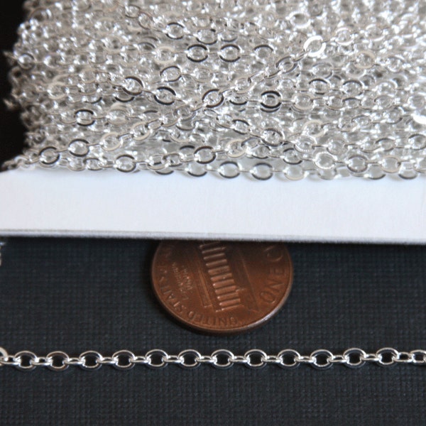 Sample chain 3 ft of Silver Plated Chain Tiny Flat Soldered Cable Chain 2mm