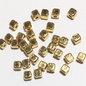 100 pcs  gold plated square cube beads 4mm