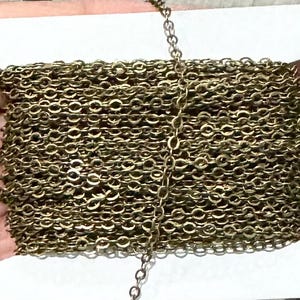 32 ft spool  Antique Brass Chain Tiny Flat Soldered Cable Chain 2mm