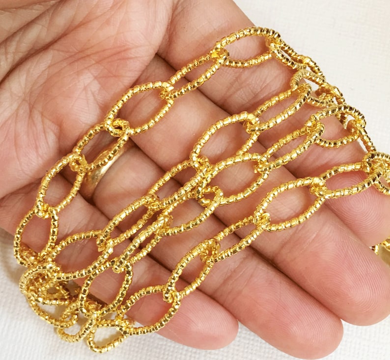 5ft Gold Plated Chain Gold Rhombus Chain Gold Textured Chain Etsy