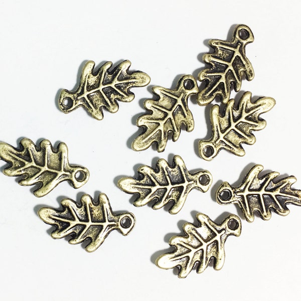 Bulk 100  pcs of antique bronze Oak Leaf charm 9x15mm, bulk leaf charm, antique  brass alloy leaf charm