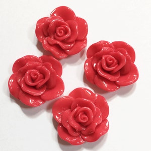 6 pcs  acrylic Lucite flower Cabochon 30x28mm Red