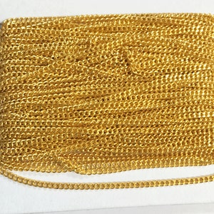 Gold color tiny curb chain - 1.3mm - Soldered links 32ft spool