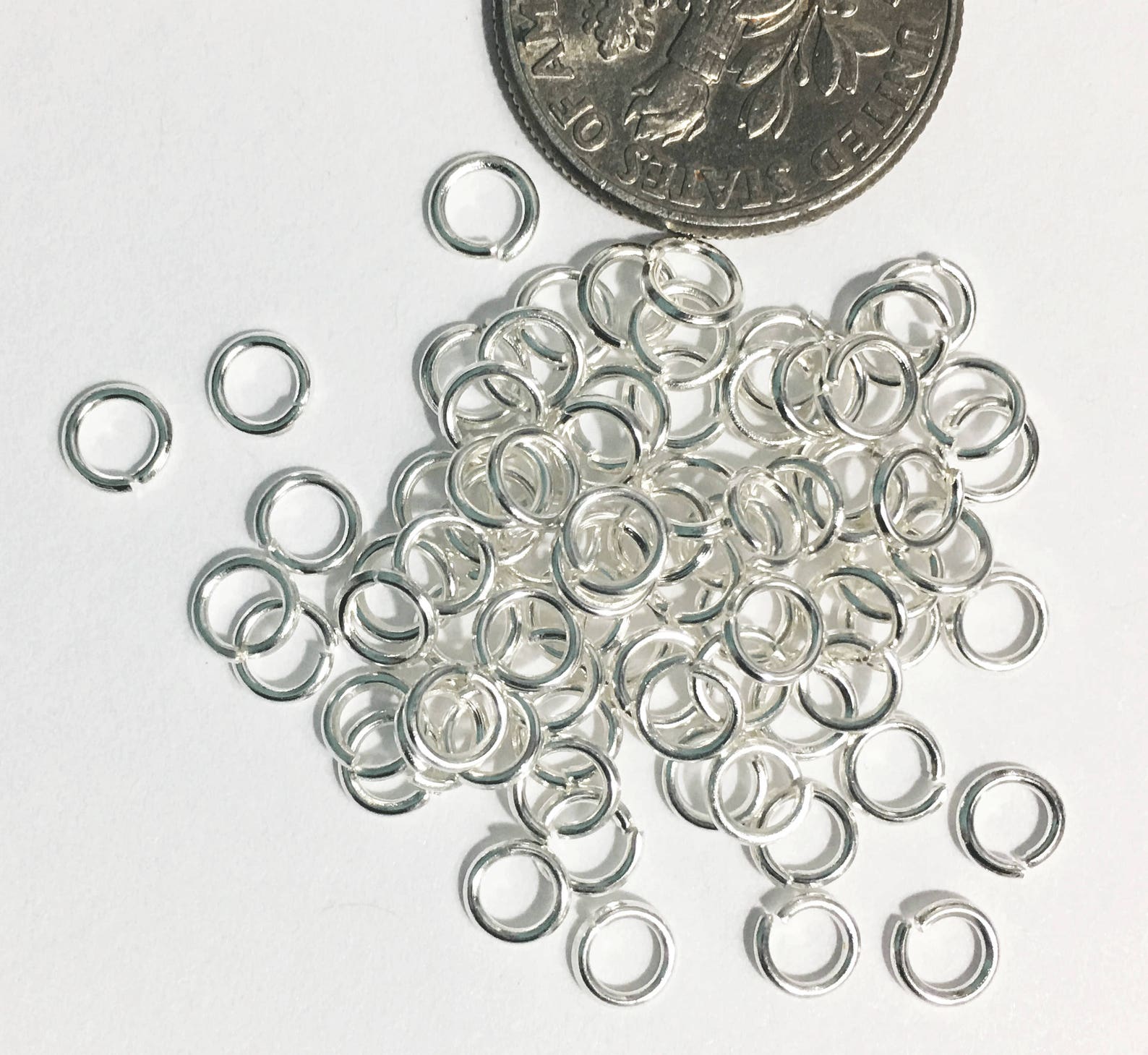 100pcs Silver Plated Brass Jump Rings – 8mm, 18 Gauge – For Jewelry Making