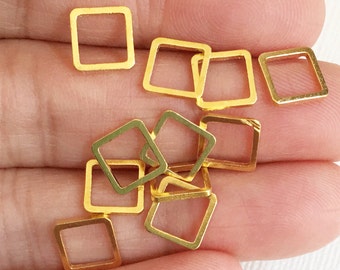 100pcs  gold plated brass square links 8mm, gold connector