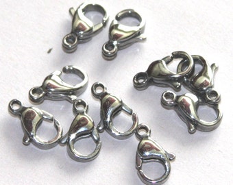 10 pcs of stainless steel lobster clasps 11x6mm