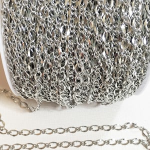 32ft Antique Silver Plated Figure 8 Chain: Soldered Brass Jewelry Making (5X8mm)
