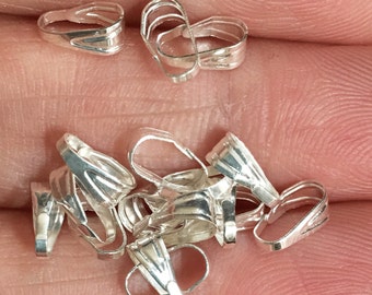 50 cierres a presión chapados en plata: conector de medallón (6,5 x 2,5 x 3,5 mm)