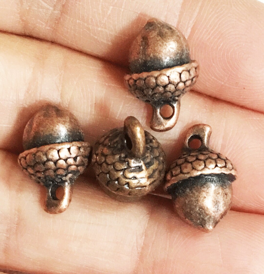 Antiqued Copper Acorn Charm Pendants – 15mm – Choose 10, 20, Or 50 Pieces