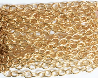 10f Light Gold color brass round cable chain 4X5mm, bulk gold chain
