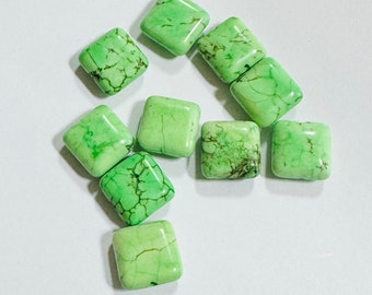 10  grass green howlite Turquoise square beads 12mm