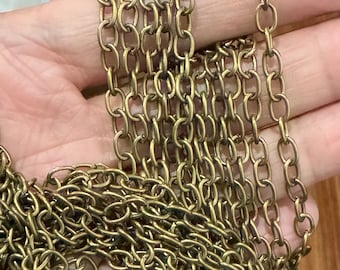 15 ft Antiqued Messing fertig über Eisen große Kabelkette 6,5 x 4 mm - Offene Links